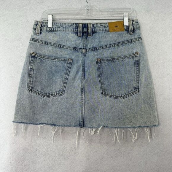 Zara Woman Denim Button Skirt Women’s Size Large Blue Medium Wash Pockets‎ - Picture 2 of 8